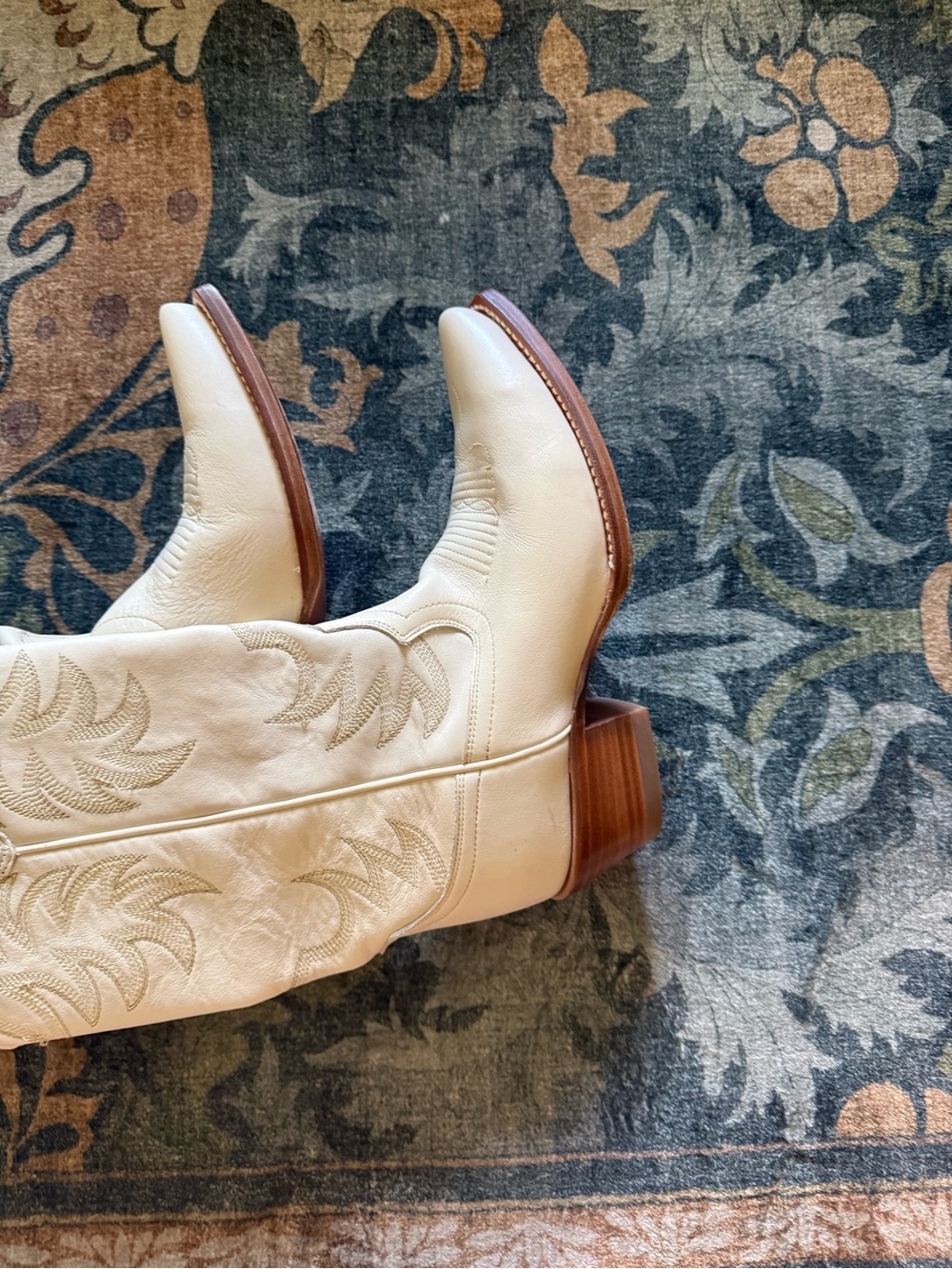 Tecovas Annie Cream/White Pointed-Toe Tall Women's Western Boots - Picture 6 of 10